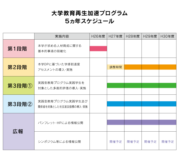 大学教育再生加速プログラム5ヵ年スケジュール